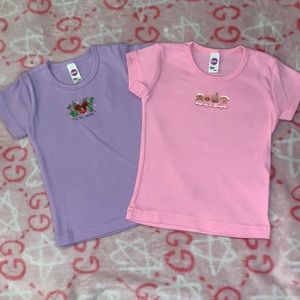 2 Kid’s Cute Mickey Mouse Christmas Fitted T-Shirts Sz 2 - American Apparel NEW